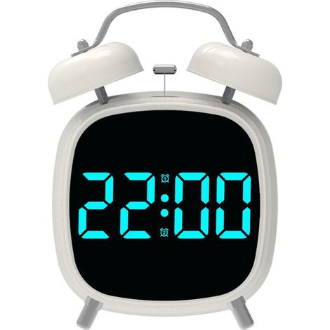 Wecker mit zwei Klingeltönen – Lauter und kreativer Wecker – Kleiner, batteriebetriebener Digitalwecker – Geeignet für Wohnzimmer, Schlafzimmer und Arbeitszimmer (weiß) (1/4)
