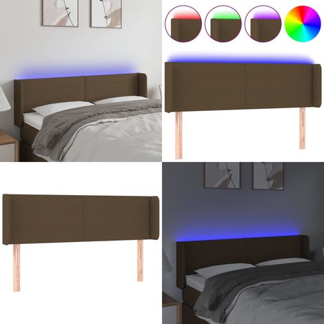 LED Kopfteil Dunkelbraun 147x16x78/88 cm Stoff - LED Kopfteil - Bett Kopfendeckung - Kopfteil Aus Stoff - Nachttischlampe - Beleuchtung Fürs Bett - Home & Living
