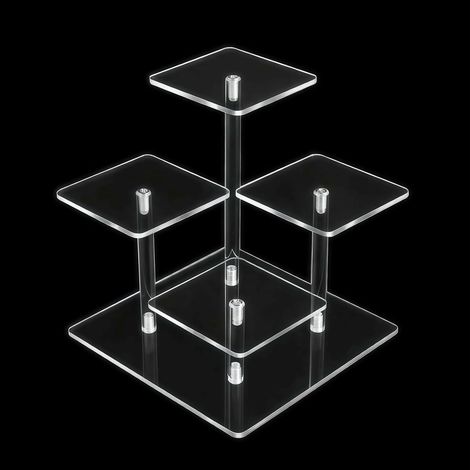 4 Pièces Présentoir en Acrylique, Etagere Transparente svec Film Protecteur, Rangement Parfum Stable Presentoir pour Parfum Figurines Bijoux (1/5)