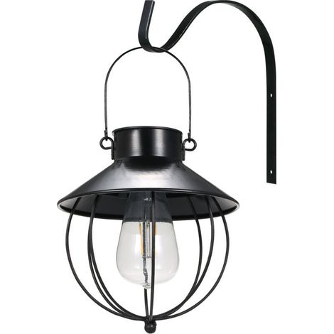 2 PCS Énergie Solaire Vintage Pendant Light – IP65 – Contrôle lumière – Batterie 600mAh intégrée – Noir (1/5)