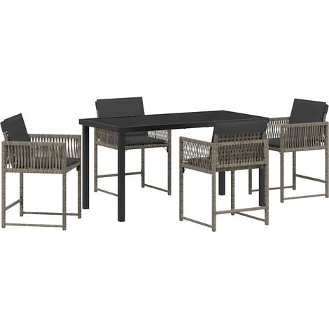 Maison Exclusive - Set da Pranzo per Giardino 5 pcs Grigio polyrattan (1/5)