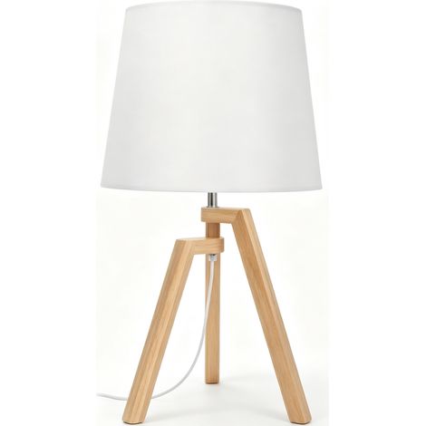 Lampe en Bois Tripode Style Nórdique – Douille E27, Décoration pour Chambre et Salon, Sans Ampoule, Design Naturel et Apaisant pour Ambiance Scandicool (1/4)