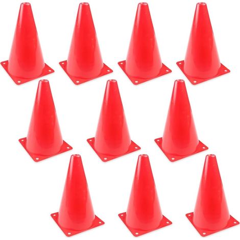 10 Pièces Cônes de Signalisation 18cm, Cônes d'Entraînement Plots de Marquage pour Football, Support de Marqueur en Plastique Cônes de Circulation pour Sports, Jeux, Panneau de Signalisation (1/5)