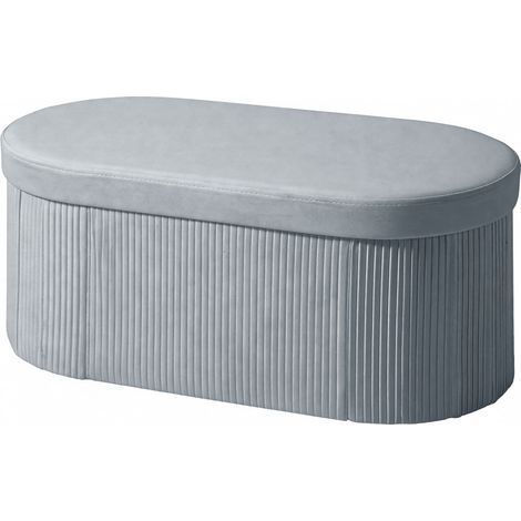 Banco de rangement pliable aspect velours, idéal pour salon, 76 x 38 x 35 cm, gris foncé (1/5)