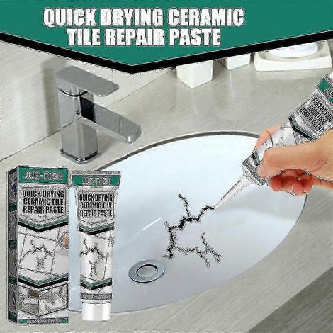 Pâte de réparation de carrelage optimisée - Adhésif à séchage rapide avancé 100 ml pour la réparation de carrelage en céramique, marbre et baignoire L28 (1/5)