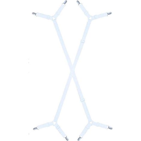 Bettbefestigungen – Verstellbare Metallclips und elastische Bänder für Spannbettlaken – Rutschfeste Matratzenbefestigungen – 4er-Pack (1/5)