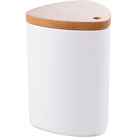 (1 Stück) Zahnstocherbox mit Bambusdeckel für Zuhause, Küche, Café, Restaurant, Bar, weiß (1/5)