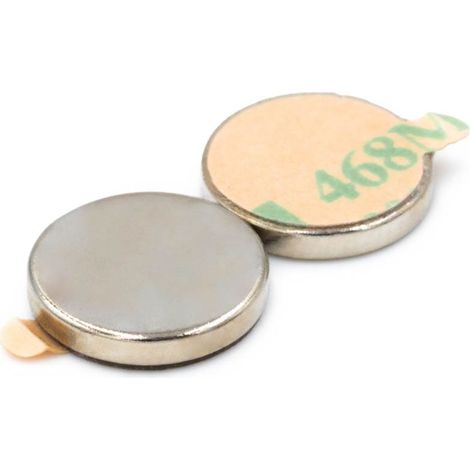 Neodym-Magnet, Zylinder, 12 x 2 mm, 3M-Kleber, selbstklebend, rund, Hunter