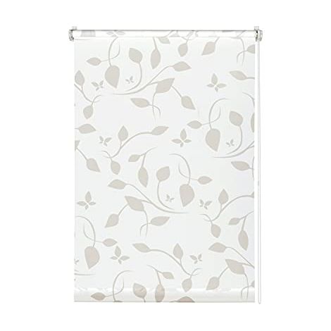 GARDINIA EASYFIX Tenda a Rullo Decorativa 100 Scandinavian con Fissaggio a Incastro o con Adesivo, Montaggio senza Trapano né Viti, Opaco, Traslucido, Bianco/Naturale, 105 x 180 cm (1/4)