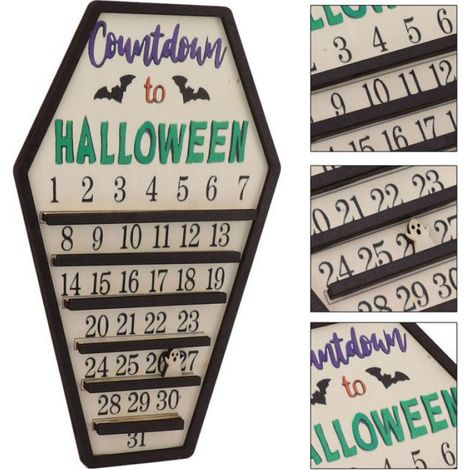 Calendrier De L Avent Reutilisable - Panneau En Bois Pour Halloween - Decoration Maison Bureau - 24 Cases (1/5)