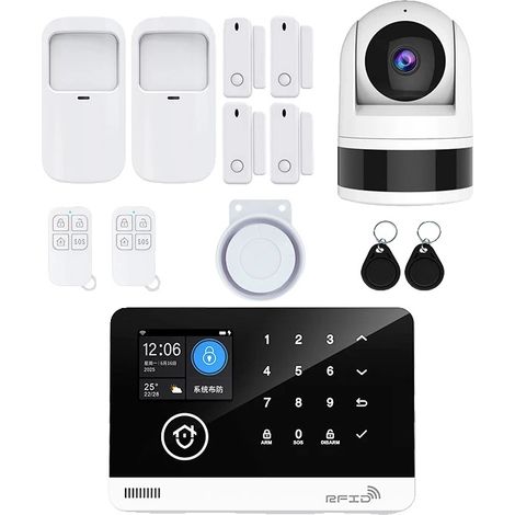 Sistema di allarme di sicurezza, sensori di movimento, controllo tramite app, kit WiFi 2G GSM, senza spina (1/2)