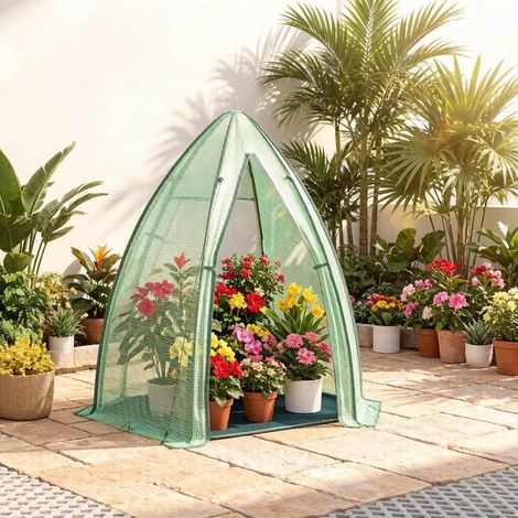 Invernadero de jardín 160x160x180 cm de PE y acero verde, estable - MEUBLIV (1/5)