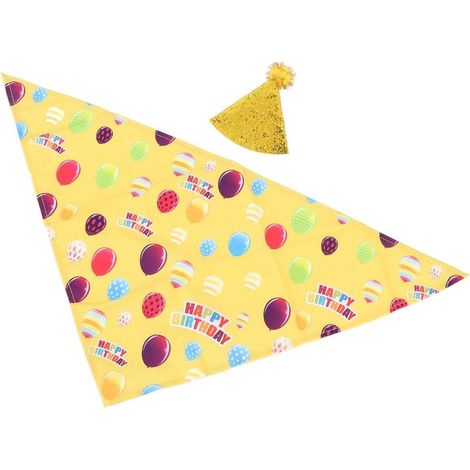 Ensemble de Tenue d'oie Joyeux Anniversaire avec Chapeau d'anniversaire à Paillettes et écharpe Ballon Jaune pour Statue 'oie de Pelouse de 17 Pouces et 23 Pouces – Décoration de Porche, (1/5)
