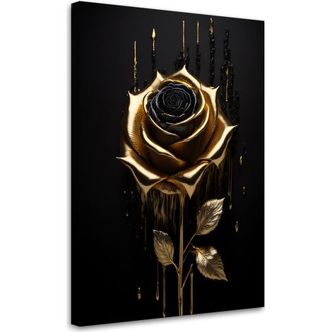 Quadro su tela, Rosa dorata stile loft - 40x60 (1/3)