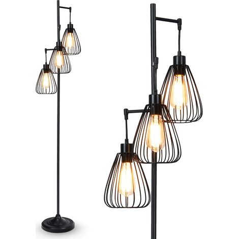 GOPLUS Lampadaire sur Pied Vintage, 3 Têtes en Forme de Larme, Lampe Salon Design avec Hauteur 168CM, Lampadaire d’Arbre Rustique pour Salon, Cuisine, Noir(Ampoule non inclus) (1/5)