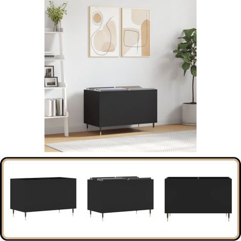 Armoire à disques noir 74,5x38x48 cm bois d'ingénierie - Meuble Vinyle - Armoire Disque - Rangement Musique - Étagère Vinyl - Support Lp (1/5)