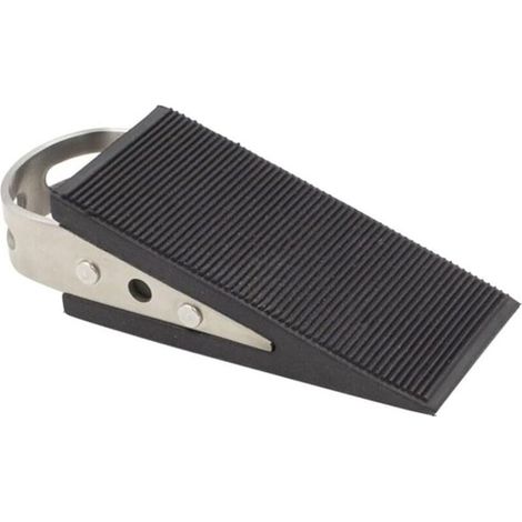 Pièces Cale Porte Sol Caoutchouc, Bloque Porte Sol avec Poignée en Acier Inoxydable, Double Face Antidérapante, Cale de Porte Antivol, (Noir) (1/4)
