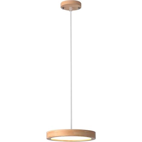 Suspension disque en bois, suspension en rondin ultra-mince avec abat-jour en acrylique, lustre LED moderne - 12W - 3000K, suspensions réglables en hauteur, plafonniers d’éclairage de salle à manger (1/5)