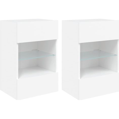 Mobile TV a parete scaffale multimediale credenza TV sala da pranzo soggiorno camera da letto con luci a LED 2 pezzi 40 x 30 x 60,5 cm bianco 020029101