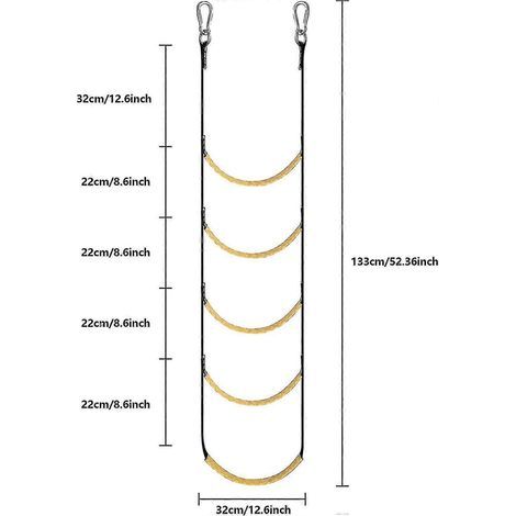 Échelle de corde pour bateau, extension d'échelle de corde portable pour bateaux pneumatiques et kayaks (jaune, 3 marches) (1/3)