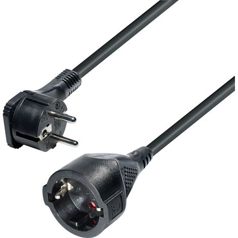 Cee 7/7 spina piatta - prolunga cavo con spina angolare solo 10 mm di spessore, si adatta perfettamente a tutti i mobili, 3,0 m, nero (1/3)
