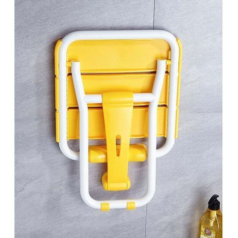 Folding shower seat made of yellow epoxy-coated aluminum, safety folding shower seat for bathroom, shower chair for the elderly, folding shower bench, changing stool (1/4)