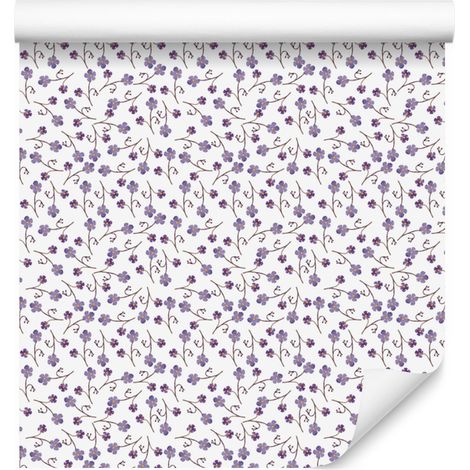Tapete mit kleinen Blumen, hellgrau und weiß, für Wohn- und Schlafzimmer, 50 x 1000 cm (1/5)