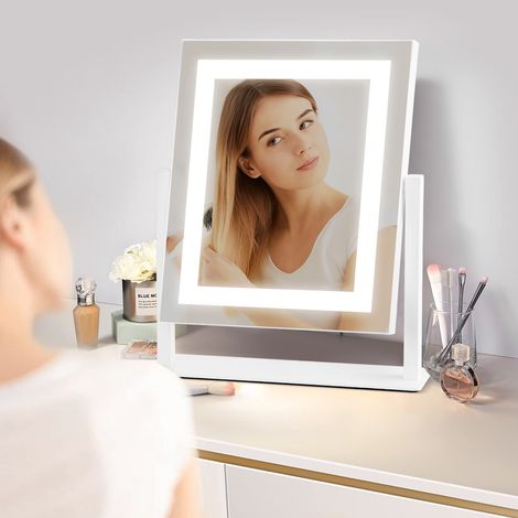 Makeup Mirror with Lights, Hollywood Vanity Mirror with 3 Colors Lighting Modes, Touch Control, 360°Ratation, Dimmable 12 LED Bulbs Lighted Makeup Mirror for Dressing Room & Bedroom (1/4)