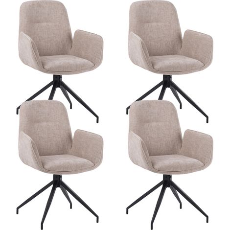 Set aus 4 drehbaren Esszimmerstühlen Nela Chenille Beige – mit (1/5)