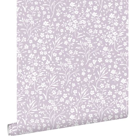 papier peint fleurs lilas violet - ESTAhome