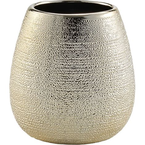 Goldener Zahnbürstenbecher, aus Keramik, TRESOR, 9 x 9 cm
