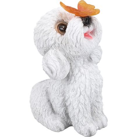 Ortviai Statue Solaire de Chien pour Jardin – Décor Extérieur avec Lumière LED Changeante et Batterie Intégrée