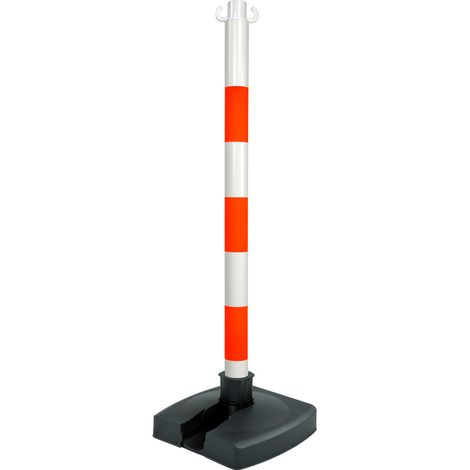 Poteau PVC Orange fluo/Blanc BI-POSE sur socle lesté 4kg - 2002356 (1/5)