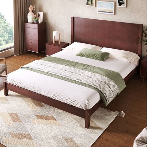 Bett Doppelbett 160x200 Bettgestell Holz Braun OKMYHOME (1/4)