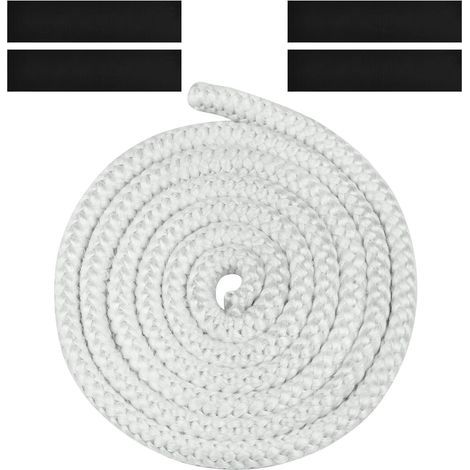 Joint Tressé pour Insert et Poêle, 12mm x 2.5m Joint en Fibre de Verre avec 4 Ruban,pour Poele a Bois, Cheminée,Blanc (1/5)