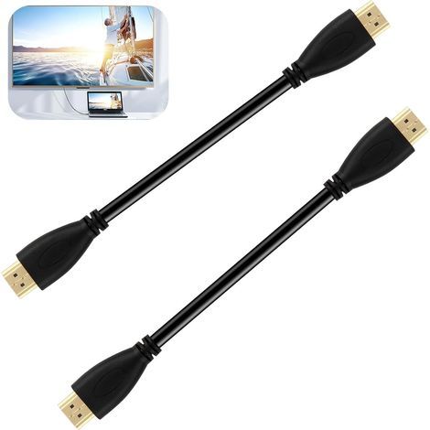 Confezione da 2 cavi HDMI corti da 30 cm - Compatibili con 4K, ARC, HD, Ethernet, alta velocità - Nero, cavo da HDMI a HDMI, per TV, MacBook, PC, PS5 - Connettori placcati in oro, tripla schermatura (1/5)