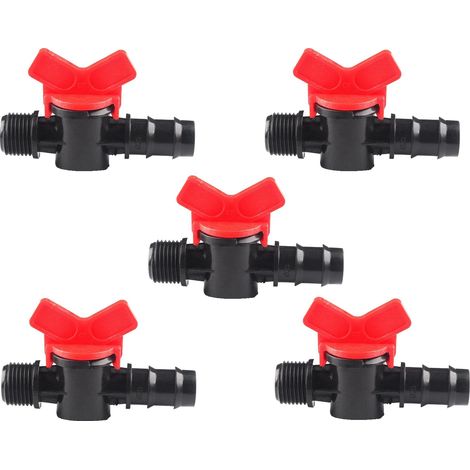 Valvola di commutazione per irrigazione a goccia 16 mm x 1/2”, rubinetto confezione da 5 unità. Offerta esclusiva