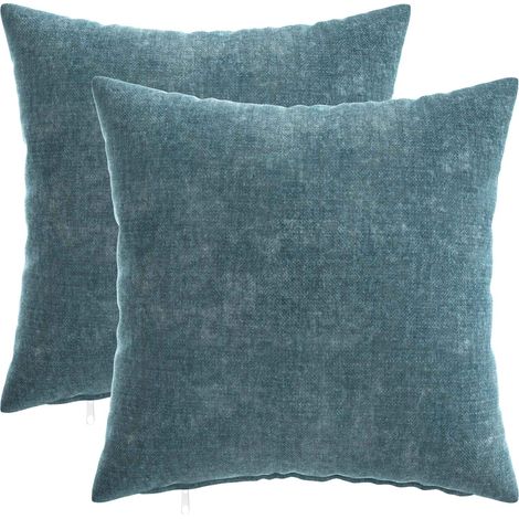 Federa 2 pz HEERLEN Blu 40 x 40 cm Tessuto Chenille vidaXL (1/5)
