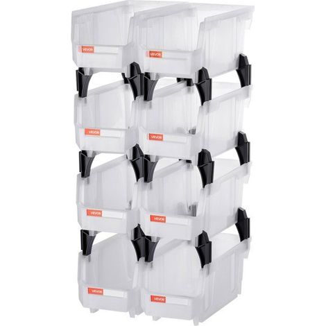 Bac à bec empilable transparent - Lot de 8 pièces - Plastique PP - Ouverture frontale (1/5)