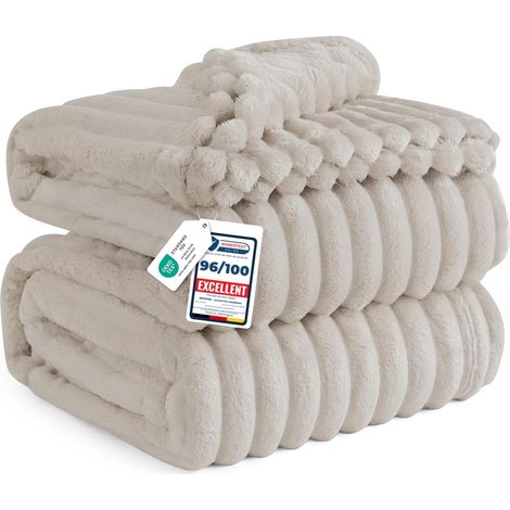 Plaid canape Plaid Beige - Couverture Polaire, 220×240 cm, Beige (1/5)