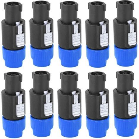 PA 10 Stück Speakon-Kabel, Verstärker-Stecker, 4-polig, wasserdicht, Audio-Lautsprecher-Stecker, C-NL4FC (blau) (1/5)