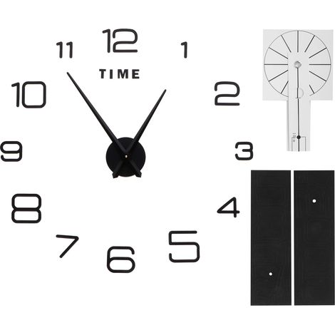 Horloge autocollante à faire soi-même murale pour salon, en miroir acrylique chambre à coucher, décoration murale innovante (noir) (1/5)
