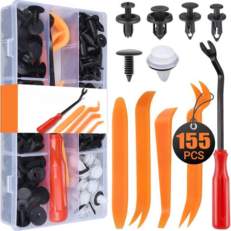 155-teiliges Auto-Befestigungsclips-Set aus Kunststoff von Preciva, 6 Größen Stoßstangen-Befestigungsclip-Set, Stoßstangen-Druckhalterungen aus Nylon (1/5)