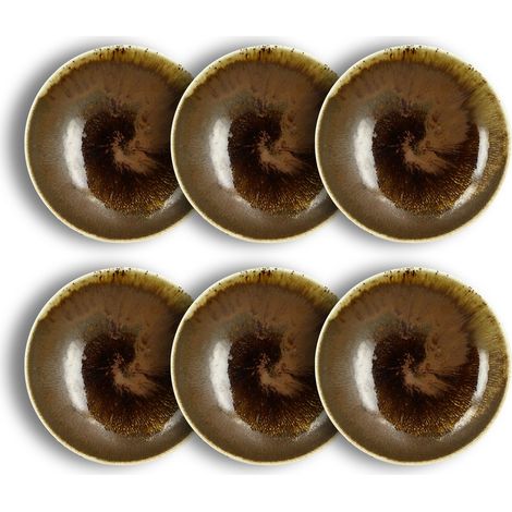 Lot de 6 assiettes creuses en porcelaine 21cm, SATURNE (1/5)