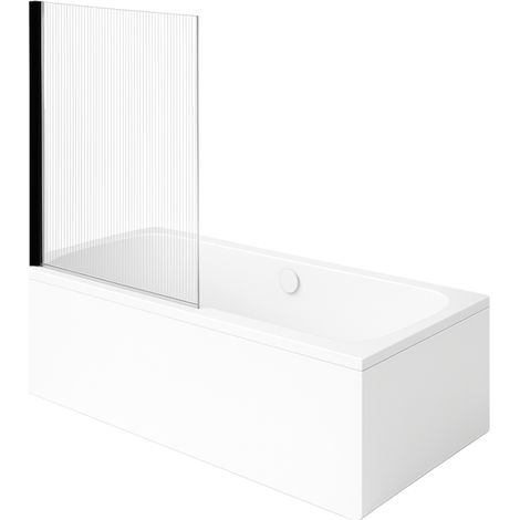 Baignoire droite VILLEROY & BOCH Architectura 150 x 70 cm Blanc + Pare bain gauche AURYS Raywall Noir mat