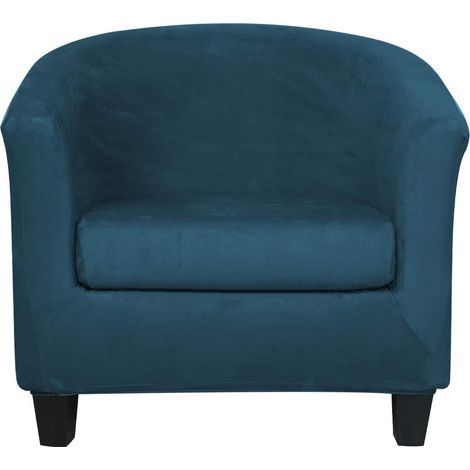 Set of 2 chair covers with stretch velvet cushion covers for armchairs, dining room, living room, office, reception, cafe, bar, counter (peacock blue) (1/5)