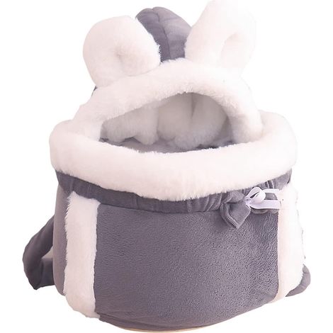 Warme Haustiertragetasche, kleiner Katzen- und Hunderucksack, Winter-Plüsch-Haustierkäfig für Reisen im Freien, Hängetasche für Haustiere – M – Grau (1/3)