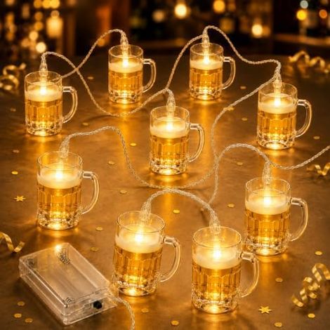 2 Bier Deko - 1M 10LED Bierktapis guirlande lumineuse Batteriebetrieben cadeau pour Frauen Männer - barre, Oktoberfest (1/5)