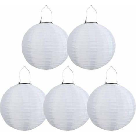 5er-Set wasserdichte LED-Solar-Lampions für den Außenbereich – Für Garten, Kirche, Party und Dekoration (weiß, 30 cm) (1/5)