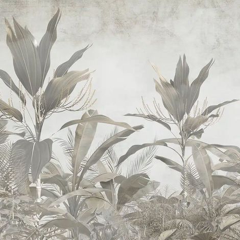 papier peint panoramique feuilles de la jungle gris  - Sanders & Sanders (1/5)
